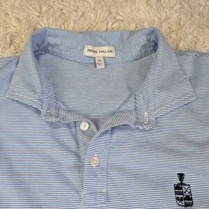 Peter Millar Light Blue & White Striped Polo Shirt
